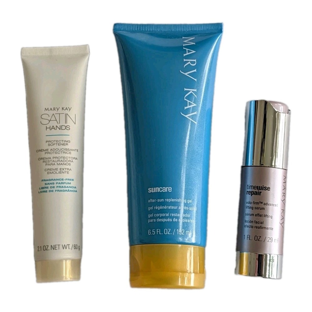 Mary Kay Skincare Lot 3pc TimeWise Repair Serum Suncare Gel Satin Hands Softener